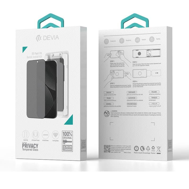 Tempered Glass Full Face Privacy Devia Apple iPhone 17 με Βοηθητικό Εργαλείο Van Μαύρο (1 τεμ.)