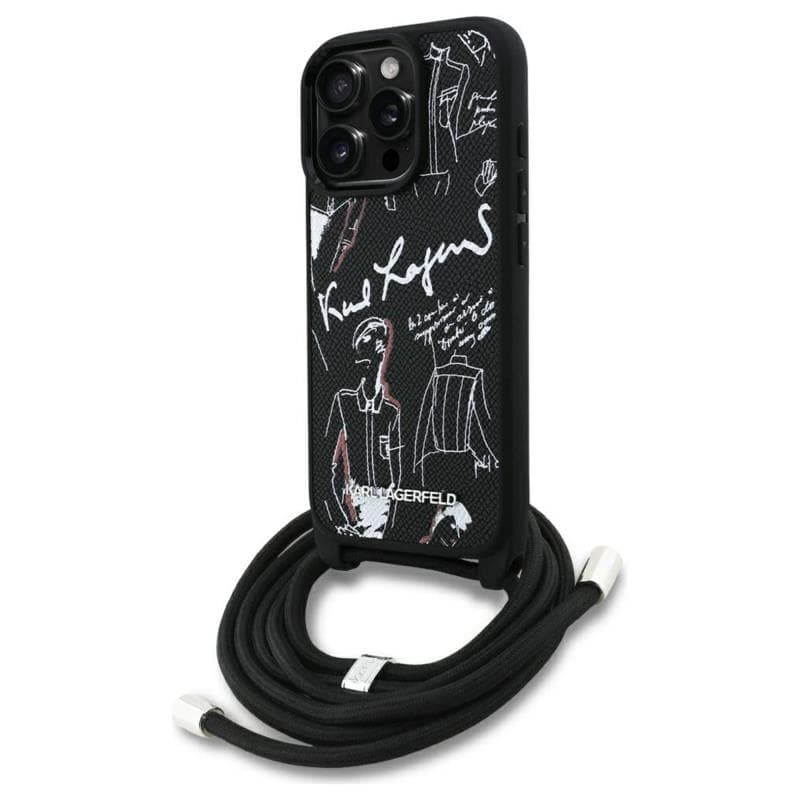 Θήκη Δερμάτινη Karl Lagerfeld Magsafe Apple iPhone 16 Pro Saffiano Crossbody Μαύρο