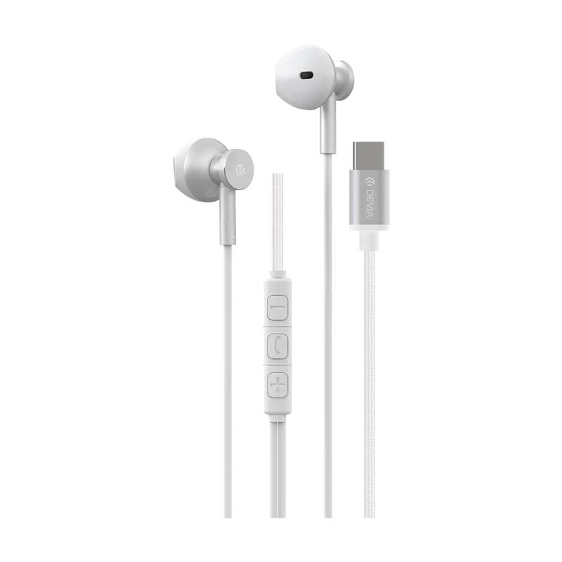 Hands Free Stereo Devia EM113 M2 Metal USB C Smart Ασημί