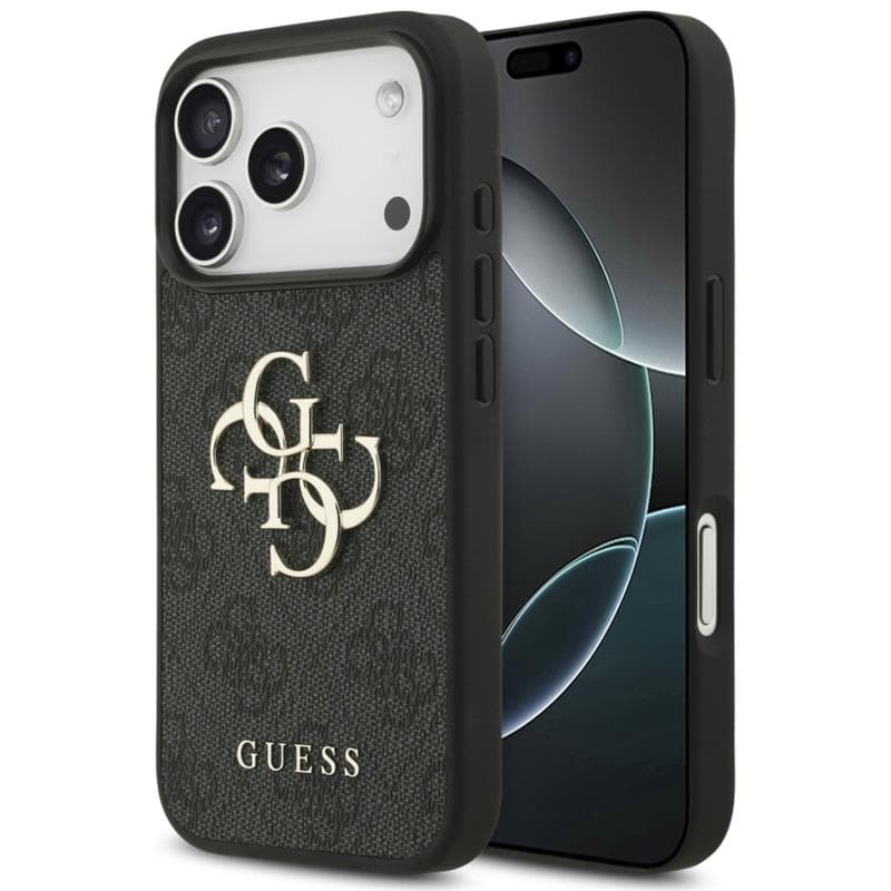 Θήκη PU Guess Apple iPhone 18 Pro/ 17 Pro Hardcase Big Logo 4G Μαύρο