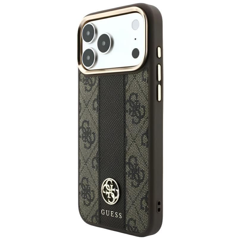 Θήκη TPU & PC Guess Apple iPhone 18 Pro Max/ 17 Pro Max MagSafe Leather Stripe Round Classic Logo Καφέ