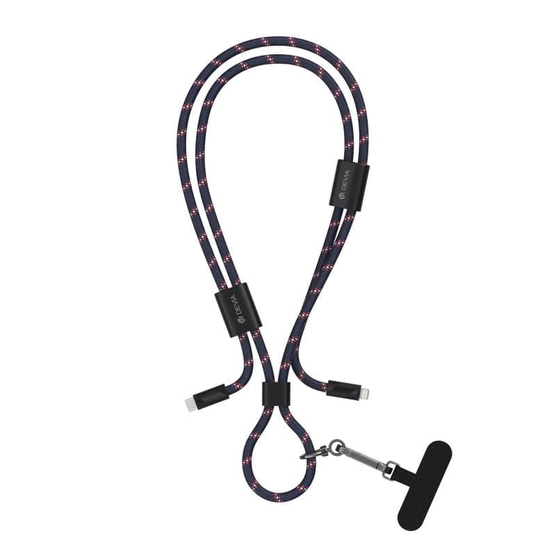 Καλώδιο Σύνδεσης USB 2.0 Woven Adjustable Lanyard Devia EC429 USB C σε Lightning PD 27W 1.6m Cable Pro5 Σκούρο Μπλε