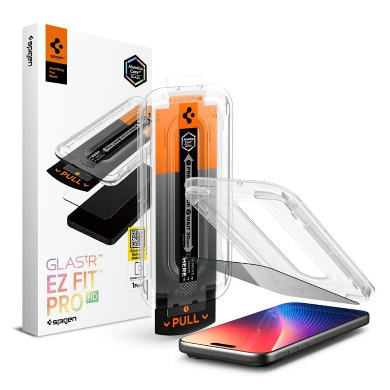 Tempered Glass Full Face Spigen Glas.tR EZ-FIT Pro Privacy Apple iPhone 16 Pro/ 17/ 17 Pro (1 τεμ.)