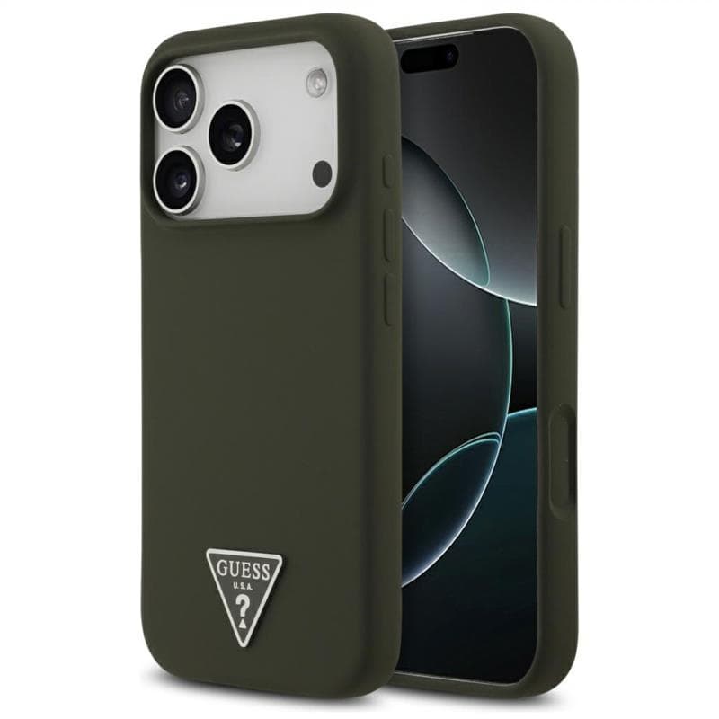 Θήκη Σιλικόνης Guess MagSafe Apple iPhone 18 Pro/ 17 Pro Triangle Logo Χακί