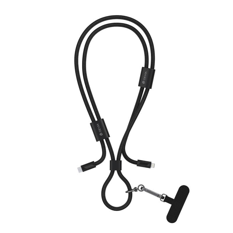 Καλώδιο Σύνδεσης USB 2.0 Woven Adjustable Lanyard Devia EC429 USB C σε Lightning PD 27W 1.6m Cable Pro5 Μαύρο