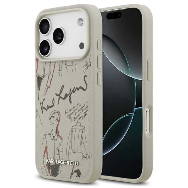 Θήκη TPU Karl Lagerfeld Apple iPhone 18 Pro/ 17 Pro Hardcase Grained Pattern Logo Γκρι