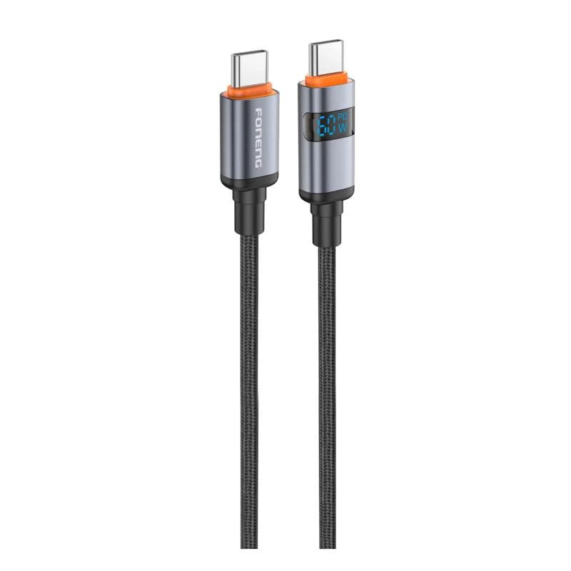 Καλώδιο Σύνδεσης USB 2.0 Foneng X116 Power Display Aluminum Alloy Braided USB C σε USB C 60W 1.2m Μαύρο