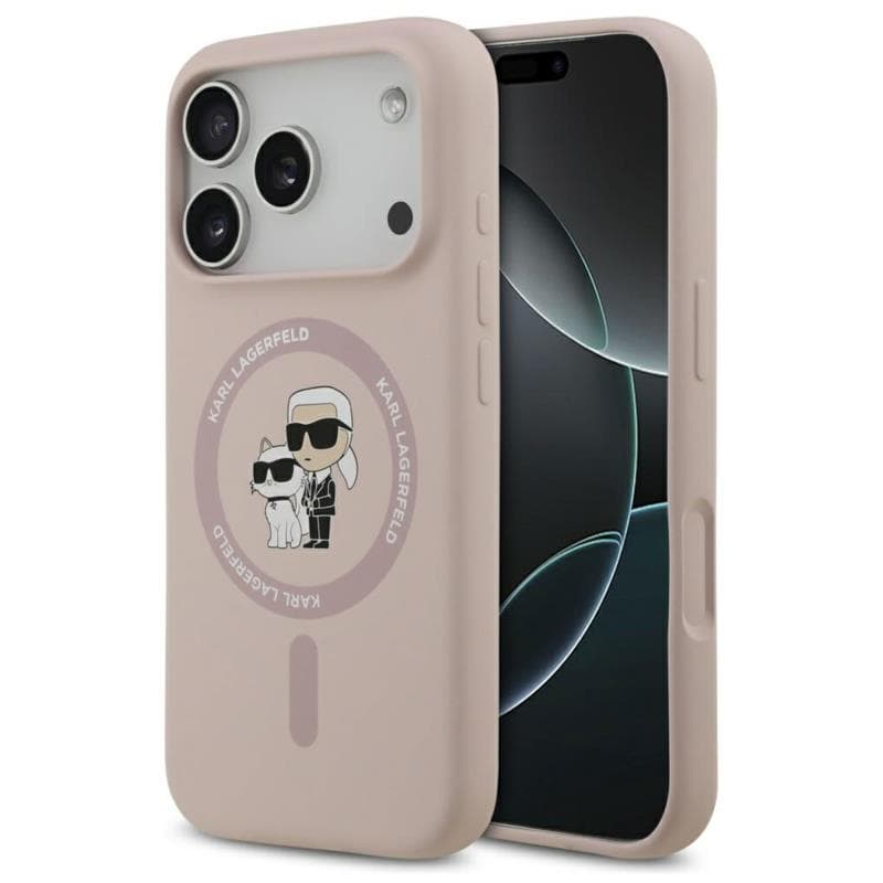 Θήκη Σιλικόνης Karl Lagerfeld Magsafe Apple iPhone 18 Pro Max/ 17 Pro Max Ring Karl & Choupette Ροζ