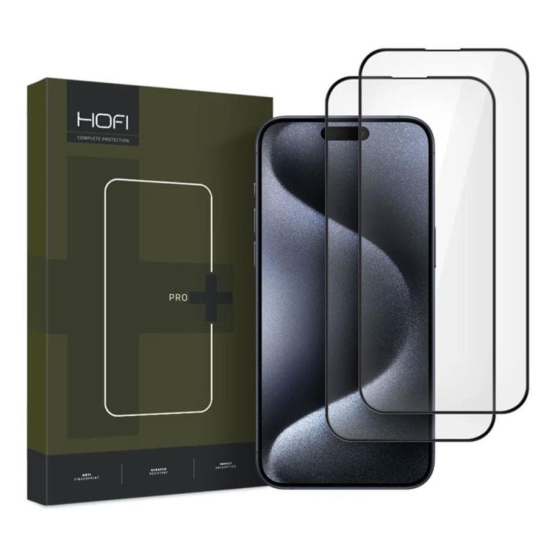 Tempered Glass Full Face Hofi Pro+ Apple iPhone 16 Pro/ 17/ 17 Pro Μαύρο (2 τεμ.)
