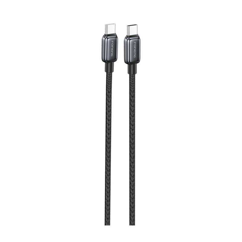Καλώδιο Σύνδεσης USB 2.0 Foneng X119 Zinc Alloy Head Braided USB C σε USB C 100W 1m Μαύρο