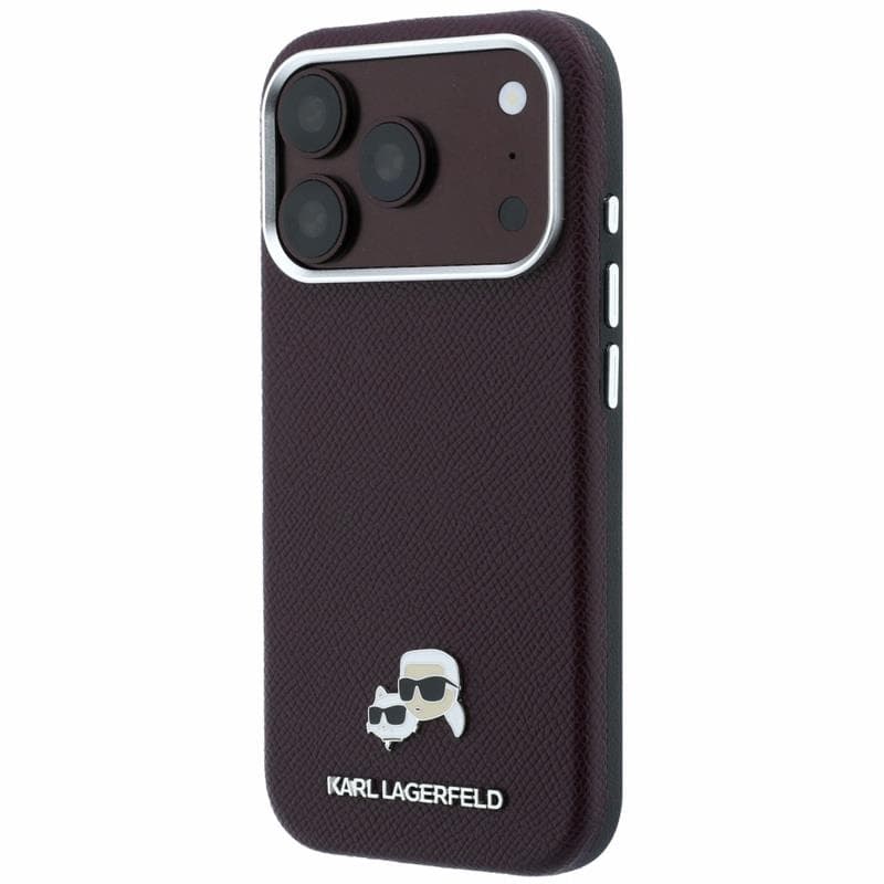 Θήκη PU Karl Lagerfeld Magsafe Apple iPhone 18 Pro/ 17 Pro Grained Leather Karl & Choupette Heads Μπορντώ