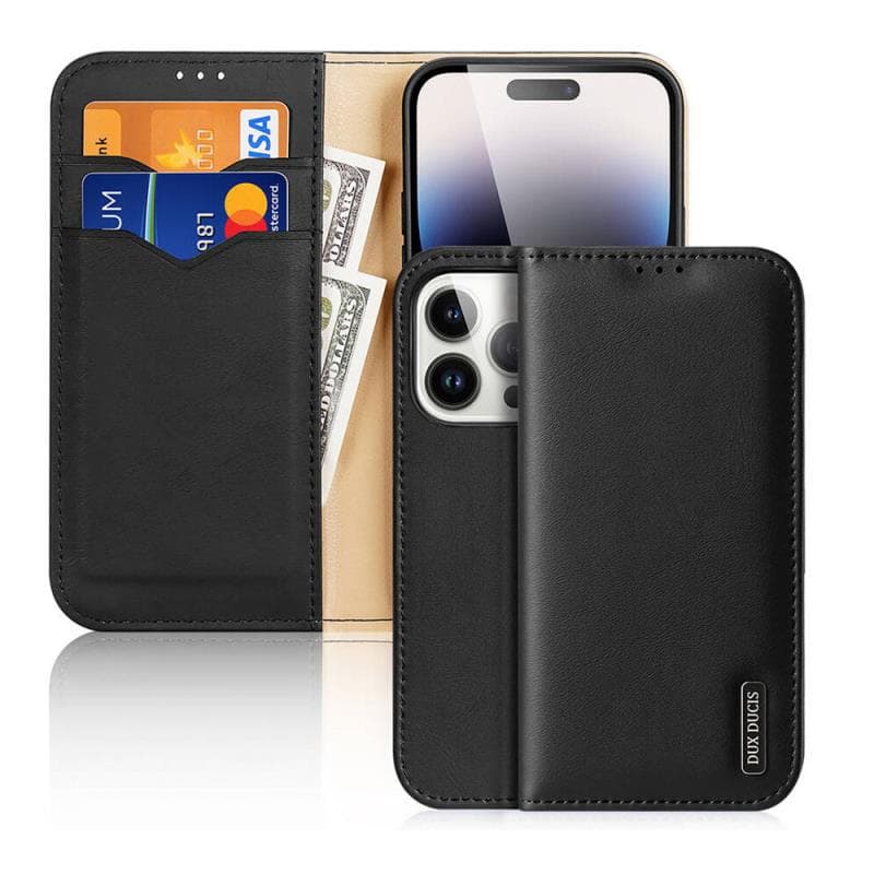 Θήκη Δερμάτινη Dux Ducis Hivo RFID Wallet Apple iPhone 15 Pro Max Μαύρο