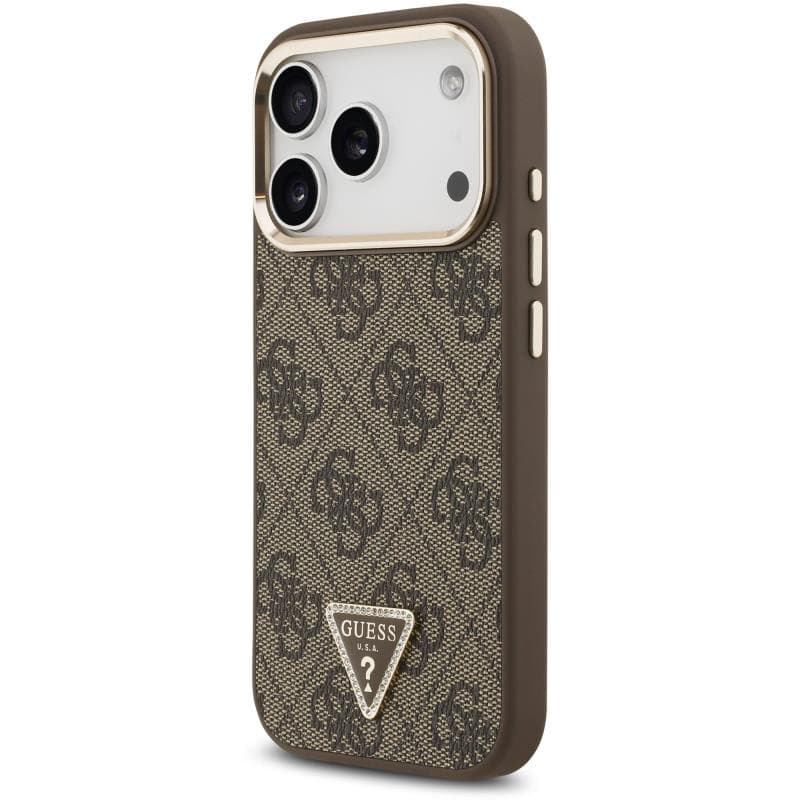 Θήκη PU Guess MagSafe Apple iPhone 18 Pro/ 17 Pro Leather Diamond Triangle 4G Καφέ