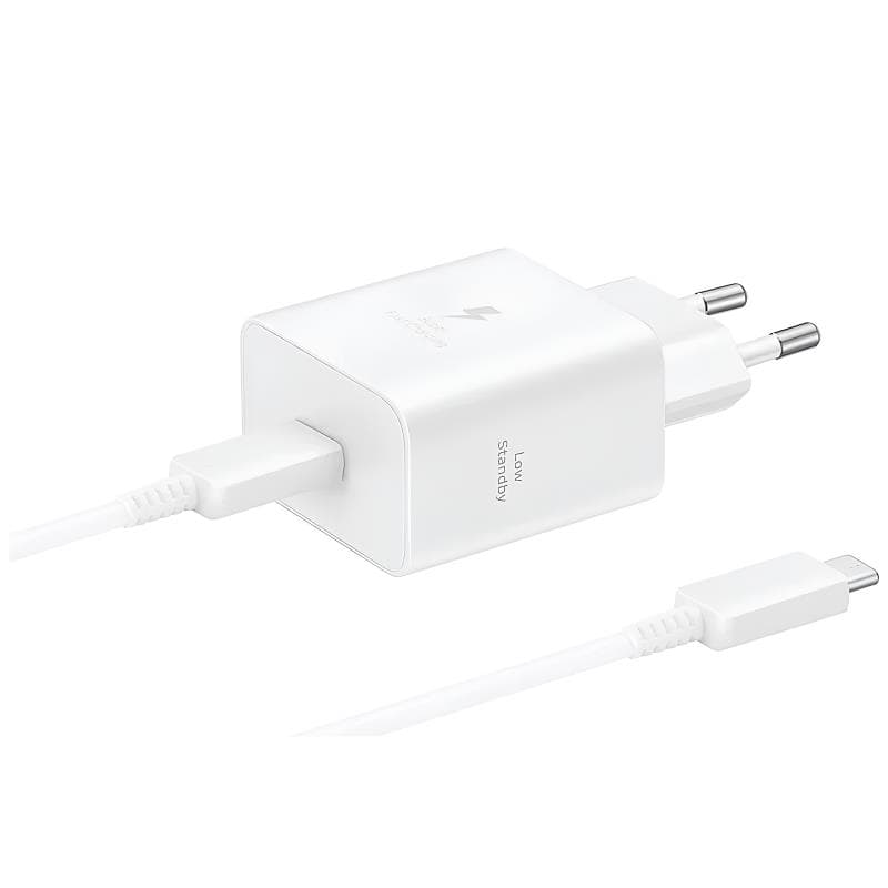 Φορτιστής Ταξιδίου Ταχείας Φόρτισης Samsung EP-T4511XWEGEU με Έξοδο USB C 45W & Καλώδιο USB C σε USB C 1.8m Λευκό