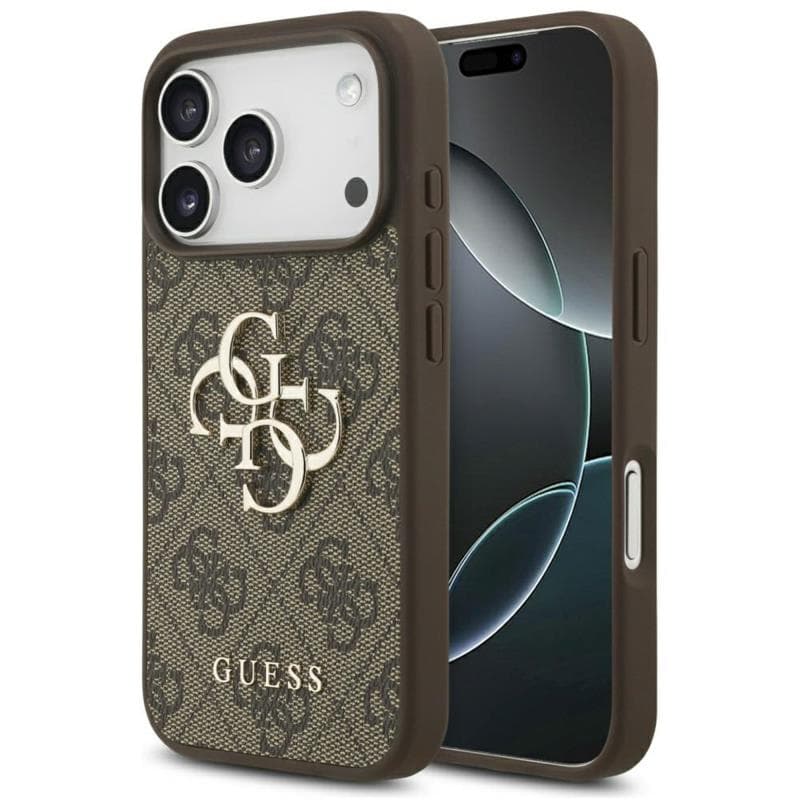 Θήκη PU Guess Apple iPhone 18 Pro/ 17 Pro Hardcase Big Logo 4G Καφέ