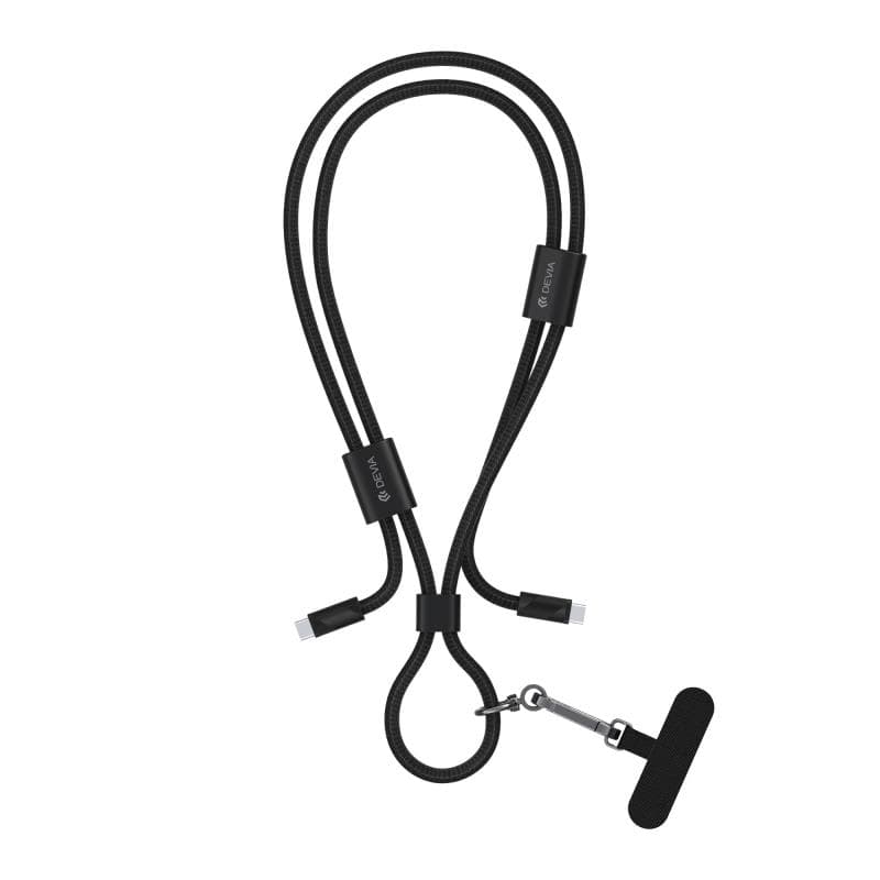 Καλώδιο Σύνδεσης USB 2.0 Woven Adjustable Lanyard Devia EC428 USB C σε USB C PD 60W 1.6m Cable Pro5 Μαύρο