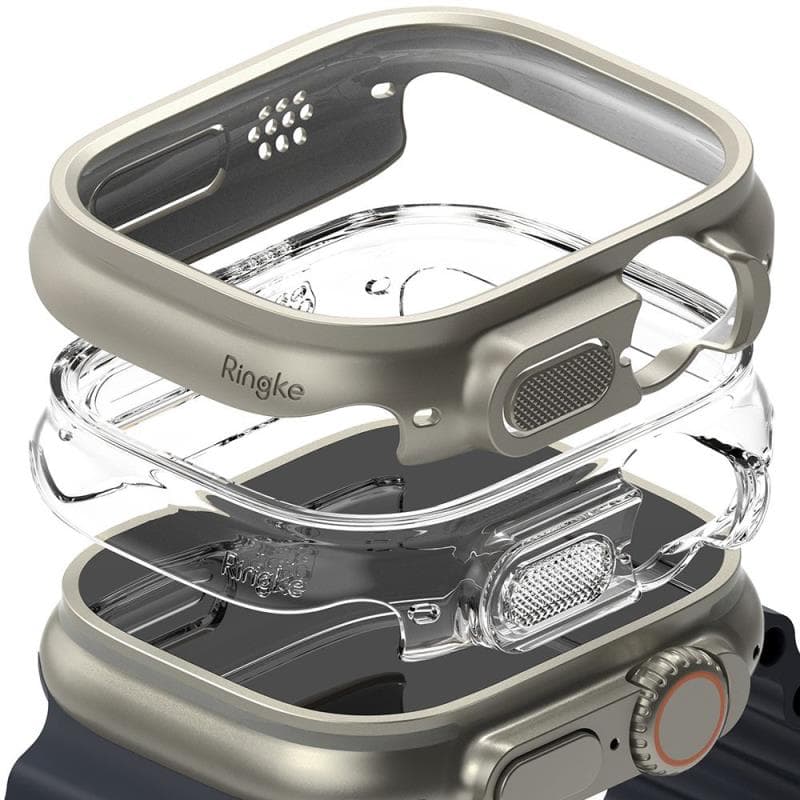 Θήκη PC Ringke Slim Apple Watch Ultra 4/ 3/ 2/ 1 49mm Διάφανο & Γκρι (2 τεμ.)