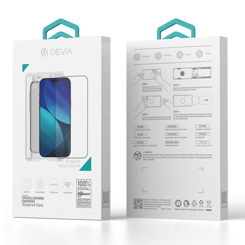 Tempered Glass Crystal Diamond Hardness Devia Apple iPhone 18 Pro Max/ 17 Pro Max με Βοηθητικό Εργαλείο Van Μαύρο (1 τεμ.)