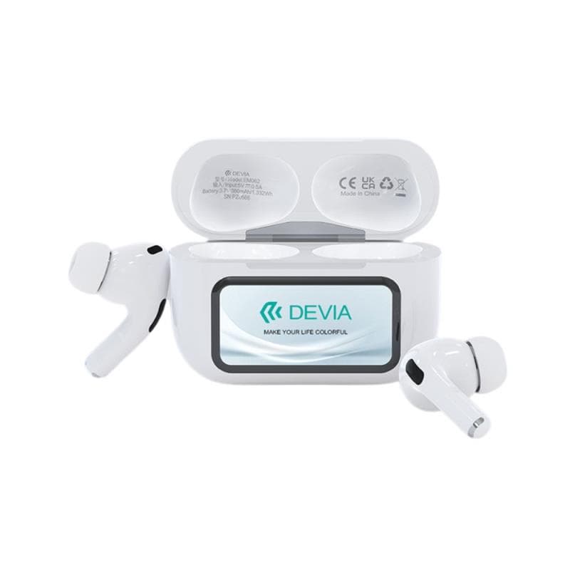 True Wireless Ακουστικά Bluetooth Devia EM062 ANC Pro2 με Οθόνη Λευκό