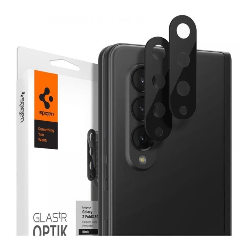 Tempered Glass Full Face Spigen Glas.tR Optik για Τζαμάκι Κάμερας Samsung Galaxy Z Fold 3 5G Μαύρο (2 τεμ.)