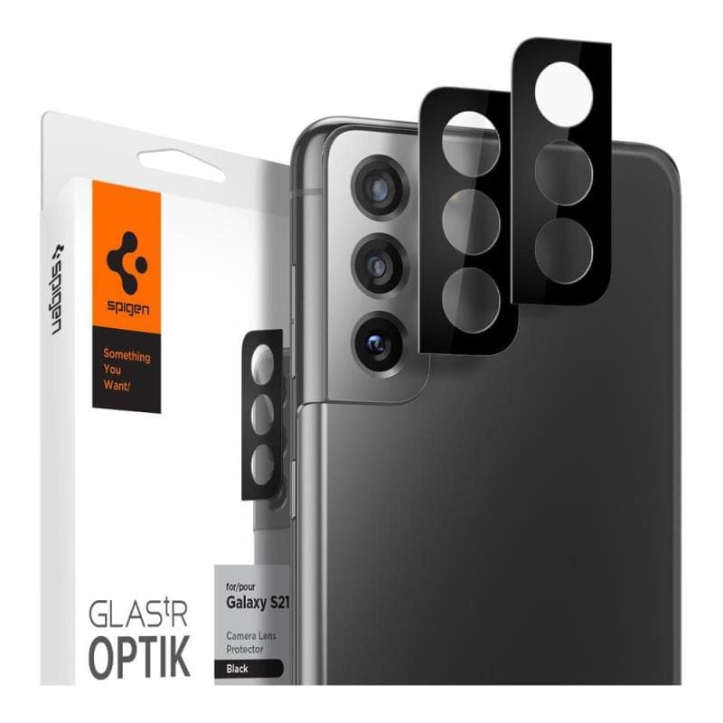 Tempered Glass Full Face Spigen Glas.tR Optik για Τζαμάκι Κάμερας Samsung Galaxy S21 4G/ 5G Μαύρο (2 τεμ.)