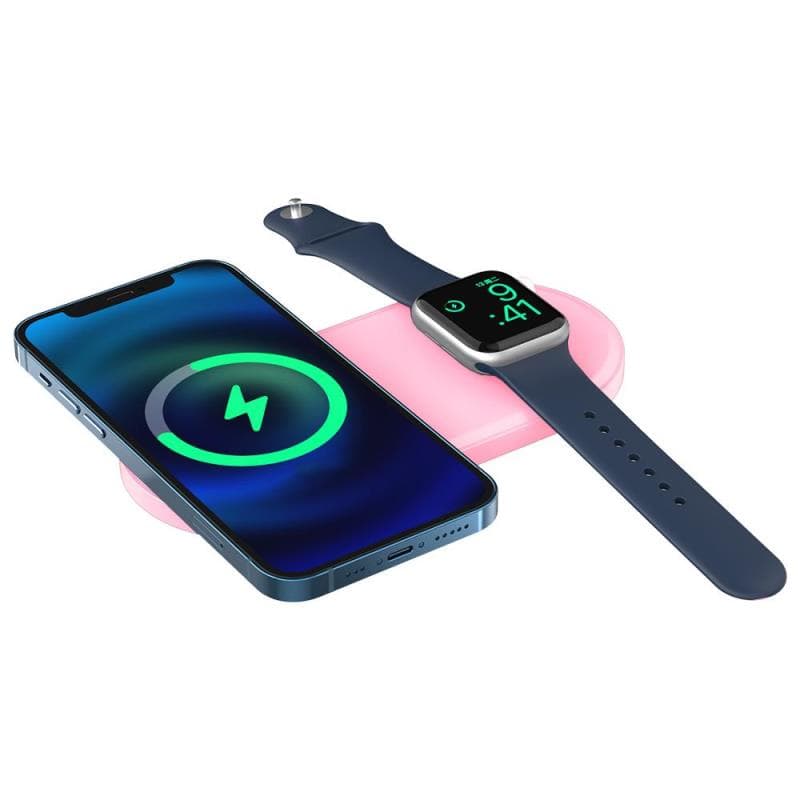 Επιτραπέζια Βάση AhaStyle PT135 για Φορτιστή MagSafe Apple iPhone & Apple Watch Silicon 2in1 Ροζ