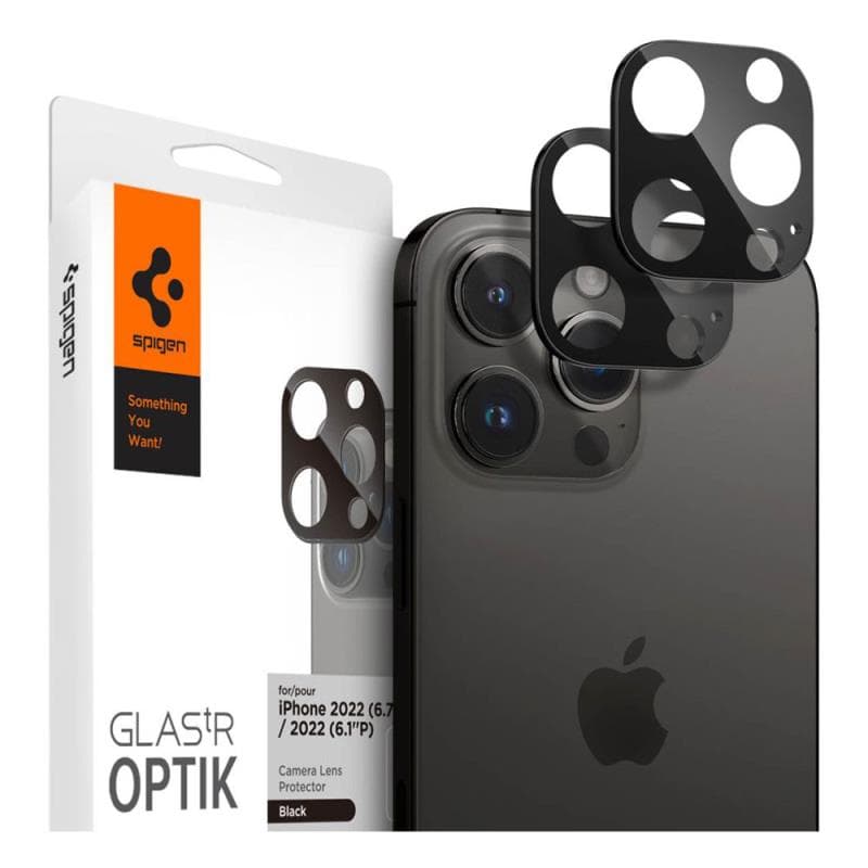 Tempered Glass Full Face Spigen Glas.tR Optik για Τζαμάκι Κάμερας Apple iPhone 14 Pro/ 14 Pro Max/ 15 Pro/ 15 Pro Max/ 16 Pro/ 16 Pro Max/ 17 Pro/ 17 Pro Max Μαύρο (2 τεμ.)