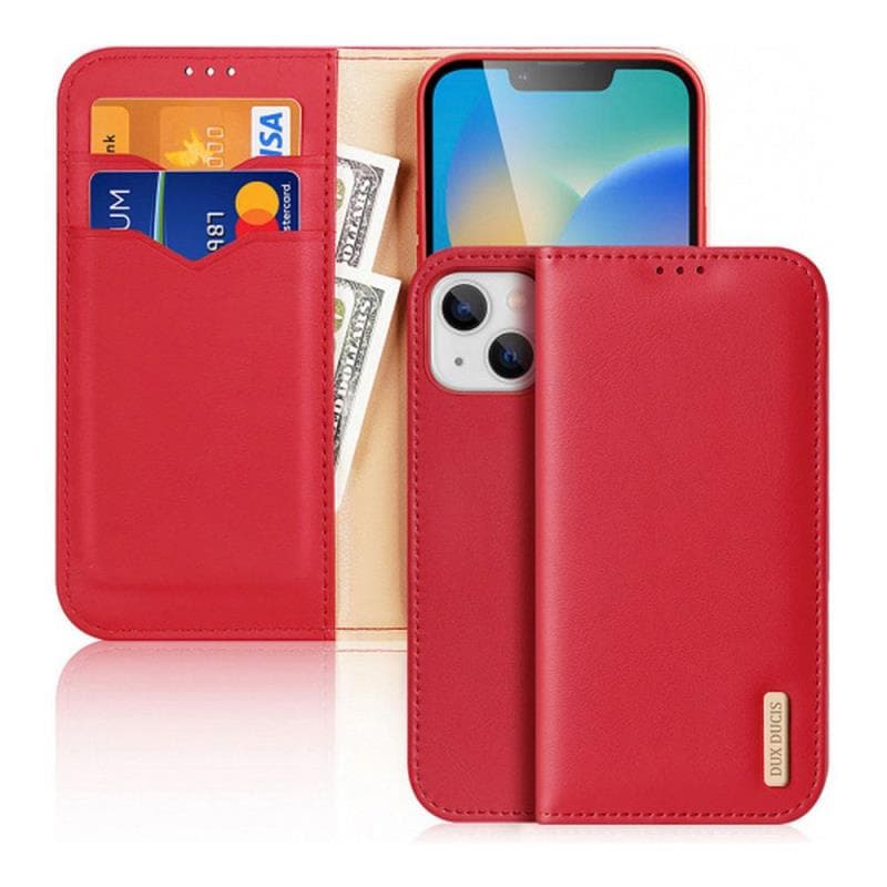 Θήκη Δερμάτινη Dux Ducis Hivo RFID Wallet Apple iPhone 15 Κόκκινο