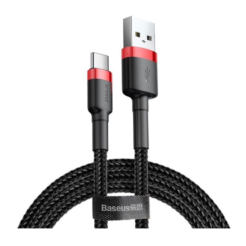 Καλώδιο Σύνδεσης USB 2.0 Baseus Cafule USB A σε USB C 15W 3A 1m Μαύρο-Κόκκινο