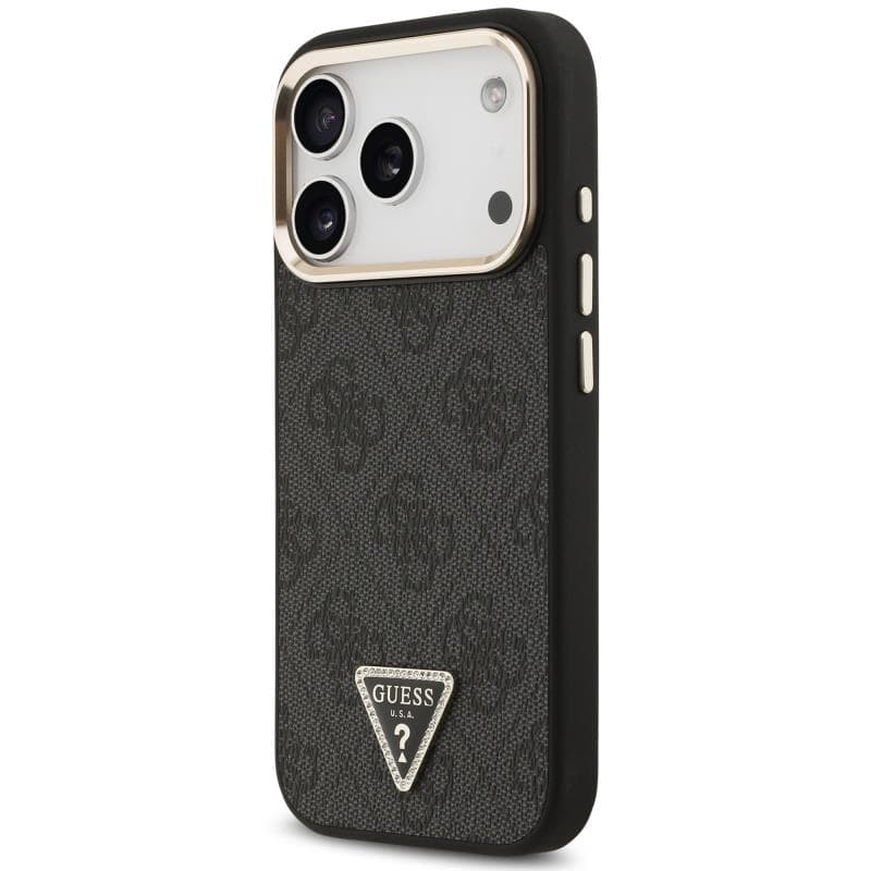 Θήκη PU Guess MagSafe Apple iPhone 18 Pro/ 17 Pro Leather Diamond Triangle 4G Μαύρο