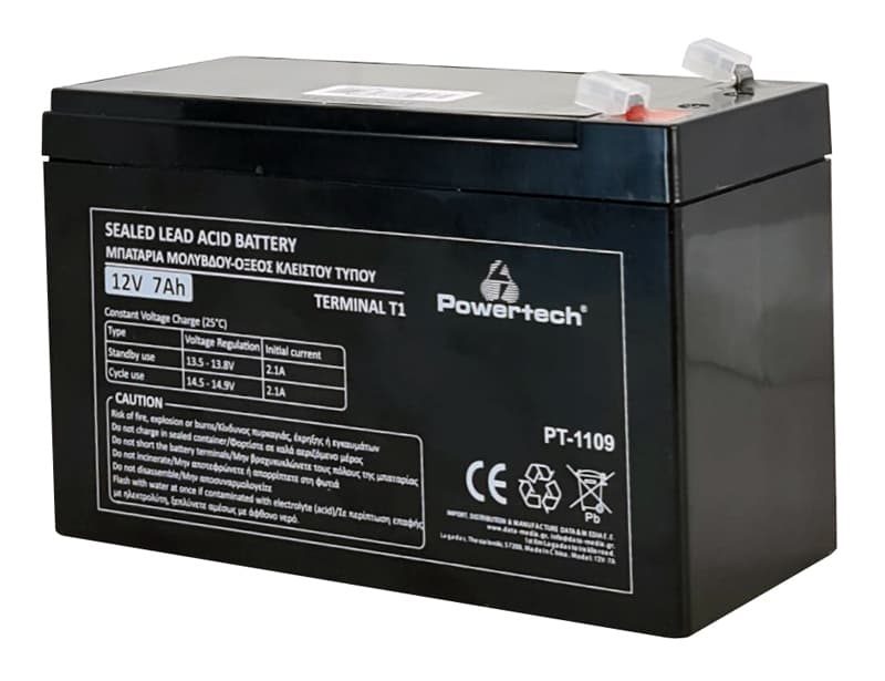 POWERTECH μπαταρία μολύβδου PT-1109, 12V 7Ah, T1