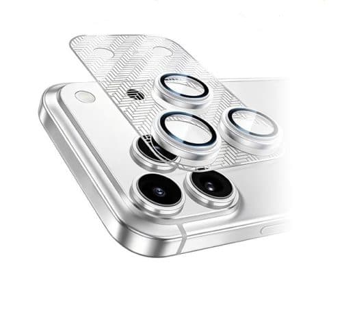 MLK+ Silver Camera Protector Tempered Glass with Frame for iPhone 17 Pro Max