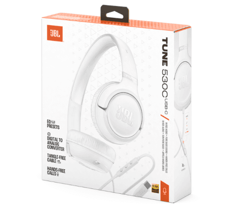 JBL Tune 530C On-Ear Wired Headphones White- EU