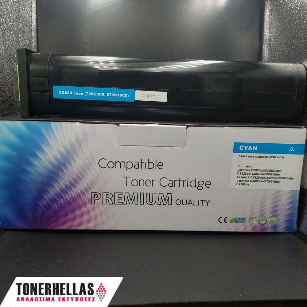Συμβατό τόνερ Lexmark 72K20C0 Cyan CS820 8.000 σελ