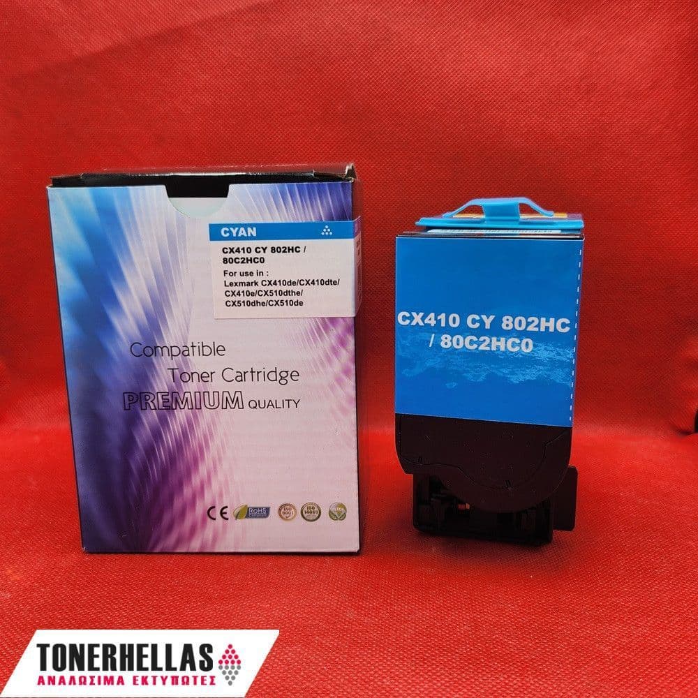 Συμβατό τόνερ Lexmark 80C2HC0 Cyan CX410 3.000 σελ
