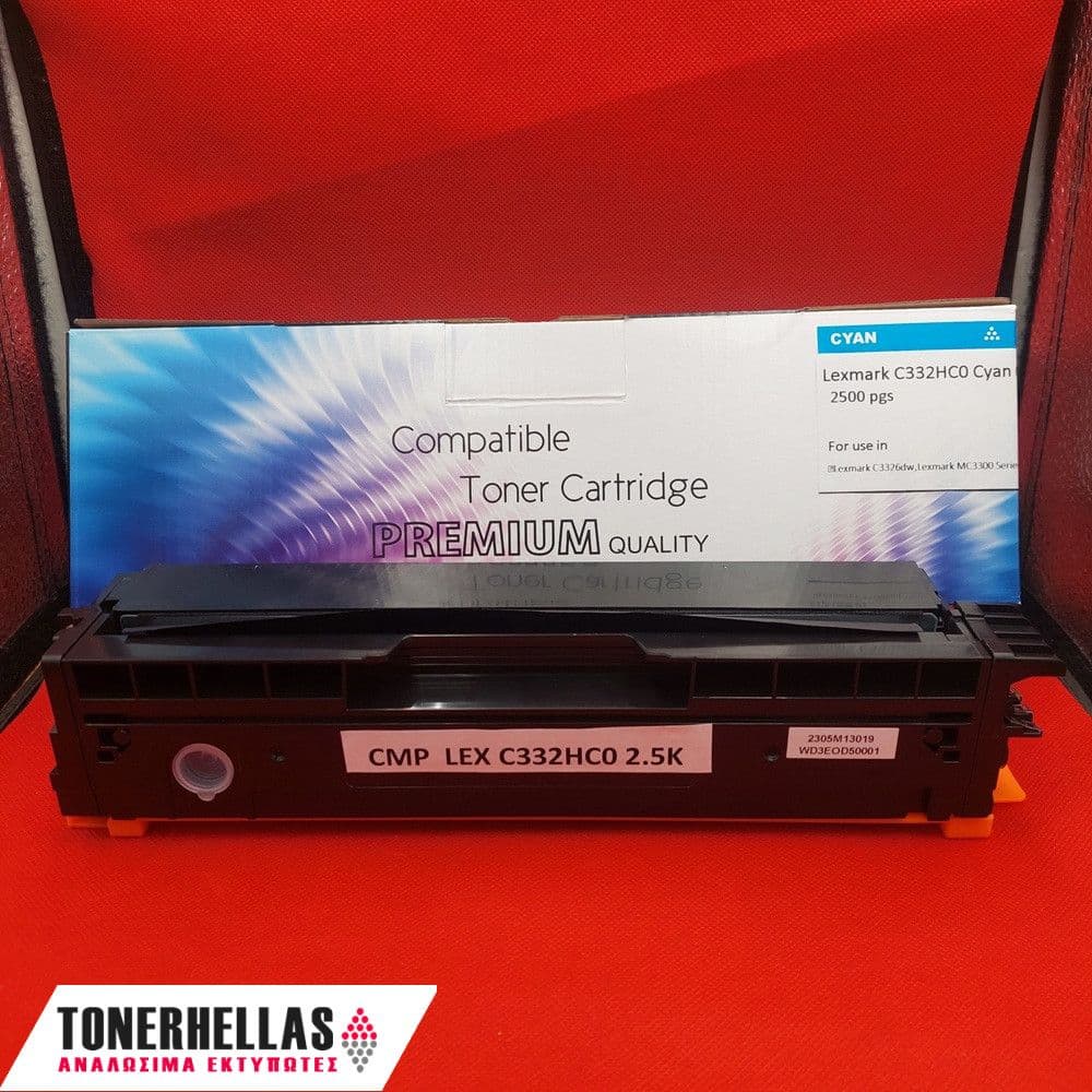 Συμβατό τόνερ Lexmark C332HC0 Cyan C3326 2.500 σελ