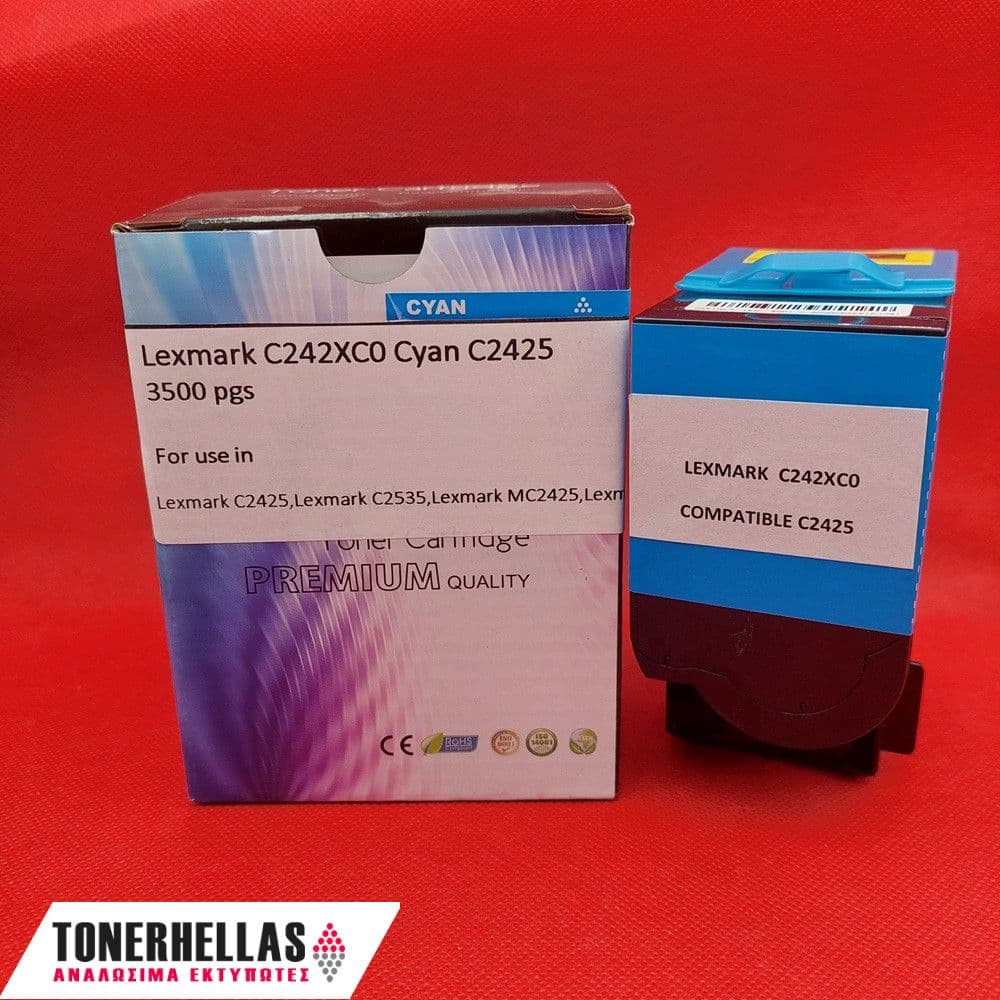 Συμβατό τόνερ Lexmark C242XC0 Cyan C2425 3.500 σελ