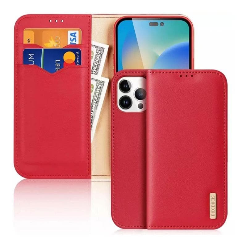 Θήκη Δερμάτινη Dux Ducis Hivo RFID Wallet Apple iPhone 15 Pro Κόκκινο