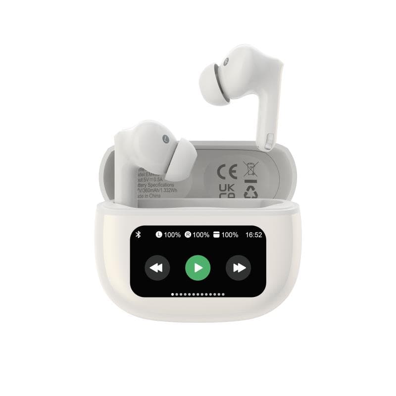 True Wireless Ακουστικά Bluetooth Devia EM405 ANC Pro3 με Οθόνη Λευκό