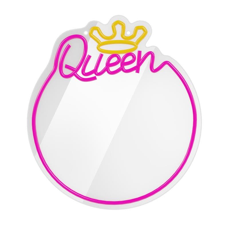 Neon LED Forever Light Καθρέπτης FMNE04 QUEEN Λευκό-Ροζ