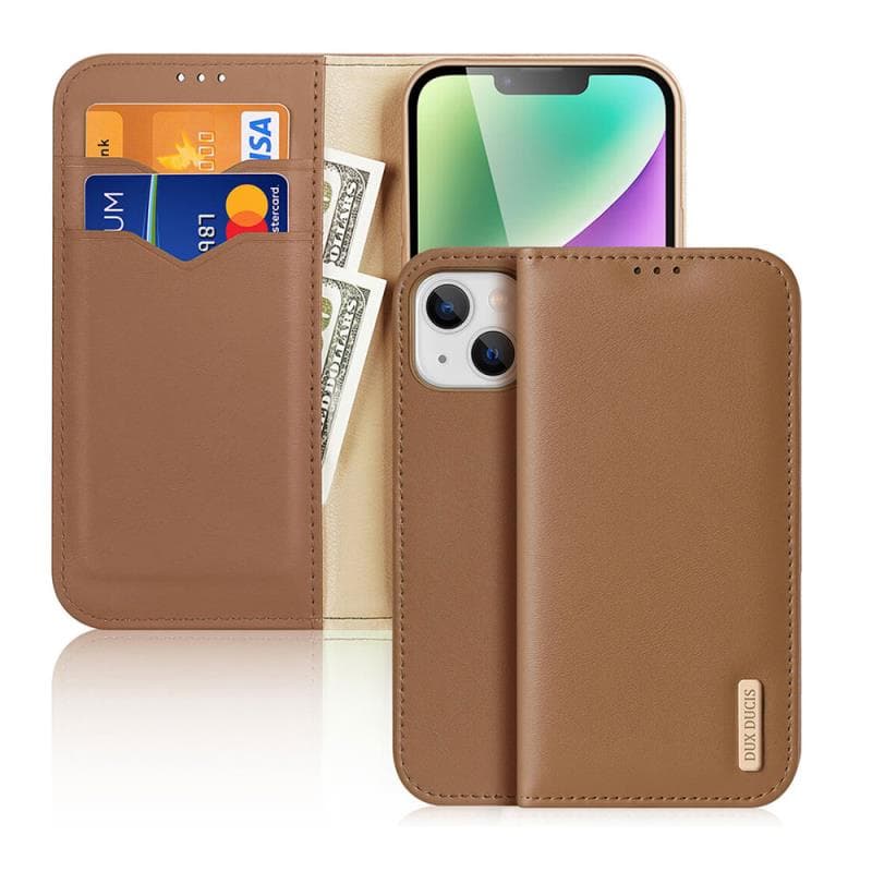 Θήκη Δερμάτινη Dux Ducis Hivo RFID Wallet Apple iPhone 15 Plus Καφέ