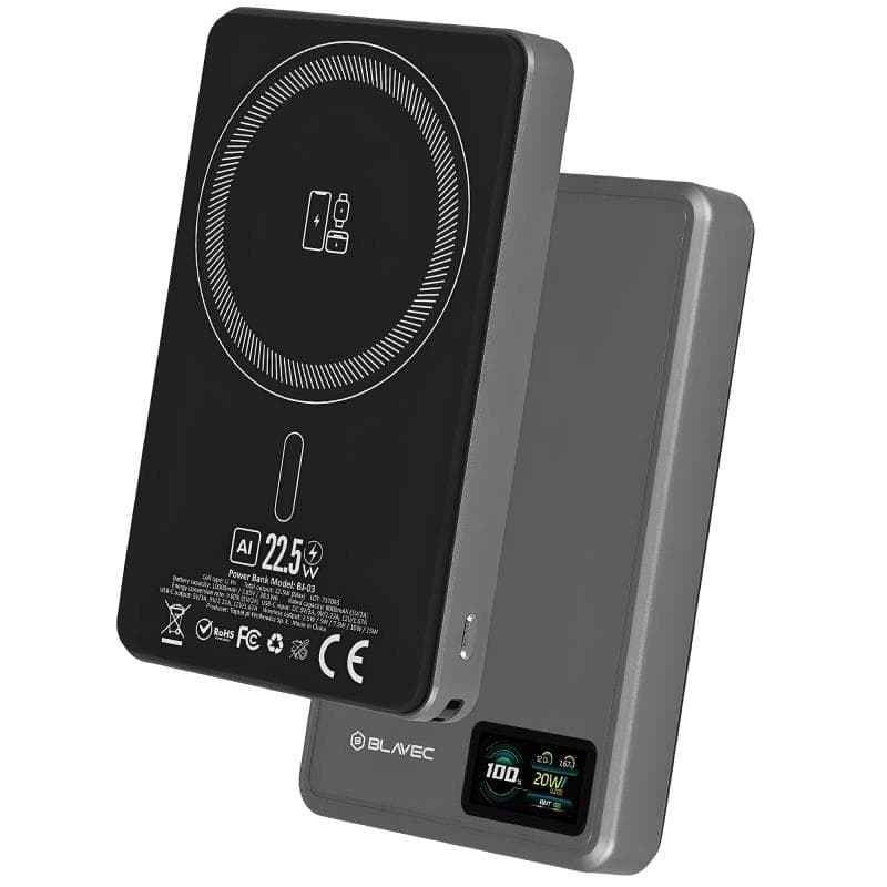 Φορτιστής Ανάγκης Blavec BJ-03 22.5W 10000mAh 3 σε 1 Magnetic Γκρι