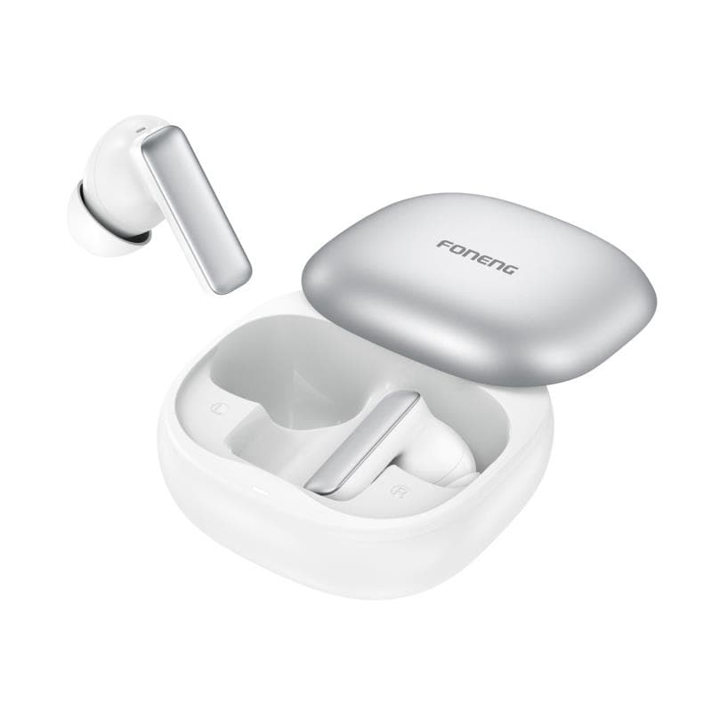 True Wireless Ακουστικά Bluetooth Foneng BL166 Sliding-Lid ANC+ENC Ασημί