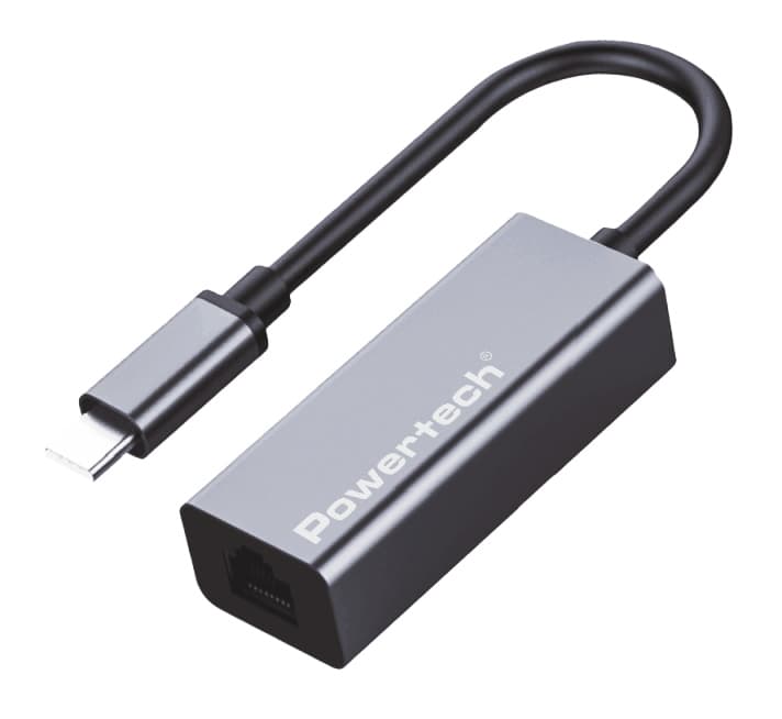 POWERTECH αντάπτορας δικτύου PT-1455, USB-C, 1000Mbps Ethernet, γκρι