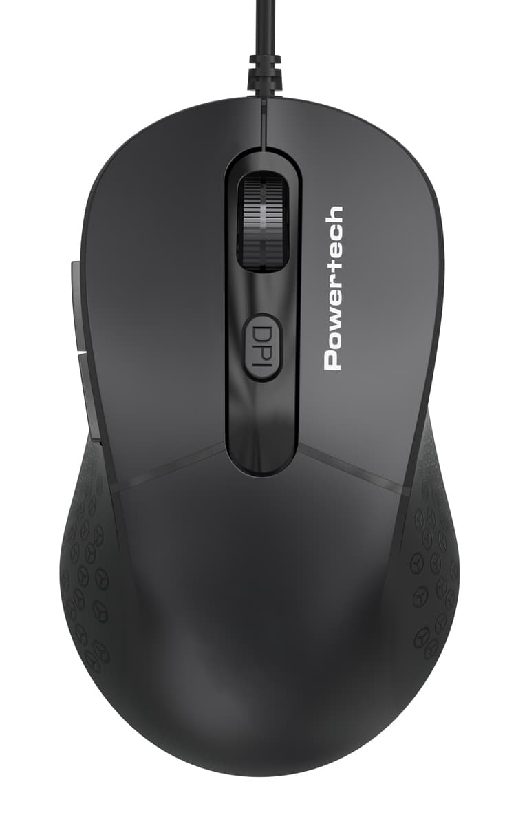POWERTECH ενσύρματο ποντίκι PT-1467, οπτικό, έως 1600DPI, μαύρο