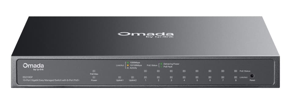 TP-LINK easy managed switch ES210GP, 10x Gigabit θύρες, PoE+, V1.0