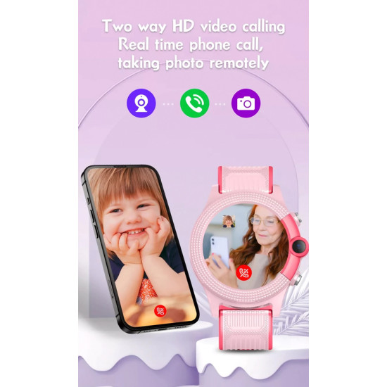 INTIME GPS smartwatch για παιδιά IT-053, 1.28", camera, 4G, IPX7, ροζ