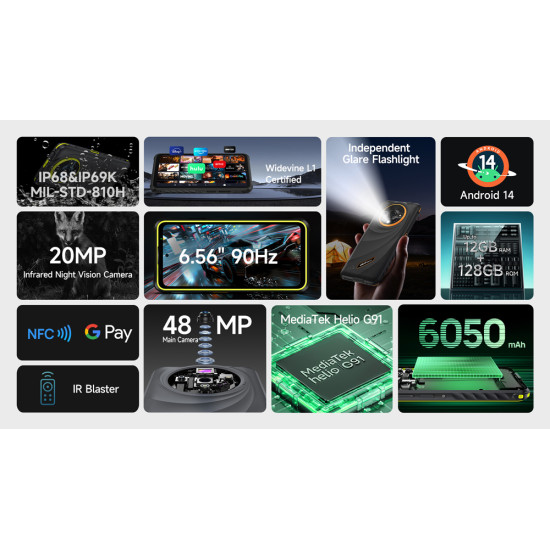 ULEFONE smartphone Armor X31, 6.56", 6/128GB, 6050mAh, IP68/IP69K, μαύρο