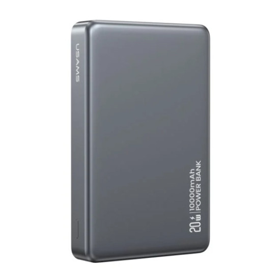 USAMS power bank CD242, magnetic wireless, USB-C έξοδος, 10000mAh, 20W, γκρι