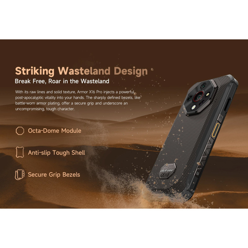 ULEFONE smartphone Armor X16 Pro, 6.56", 8/256GB, 5G, 10360mAh, IP68/IP69K/MIL-STD-810H, μαύρο
